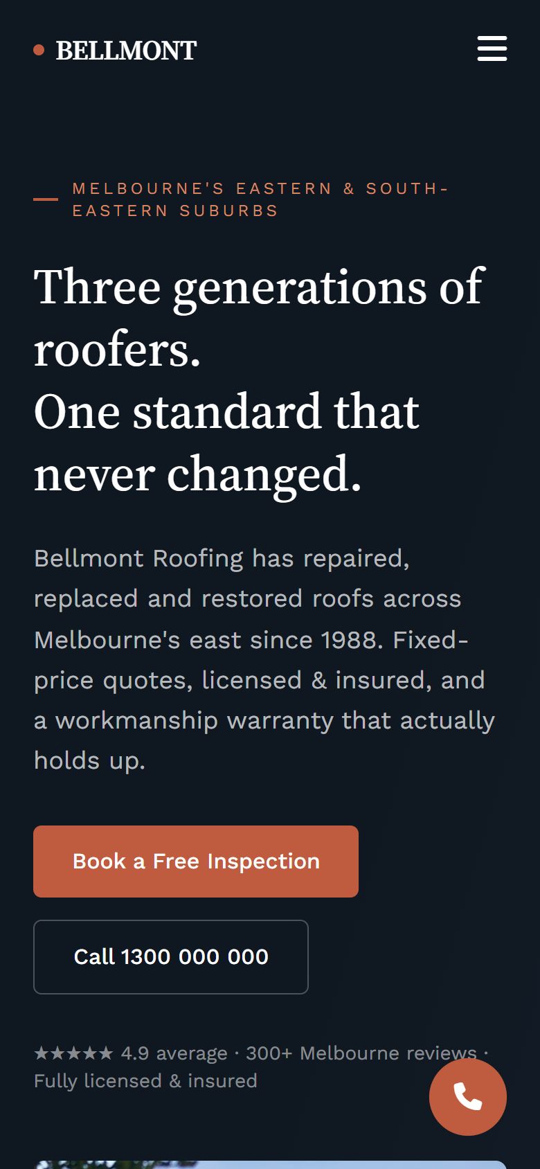 Bellmont Roofing Co. on mobile