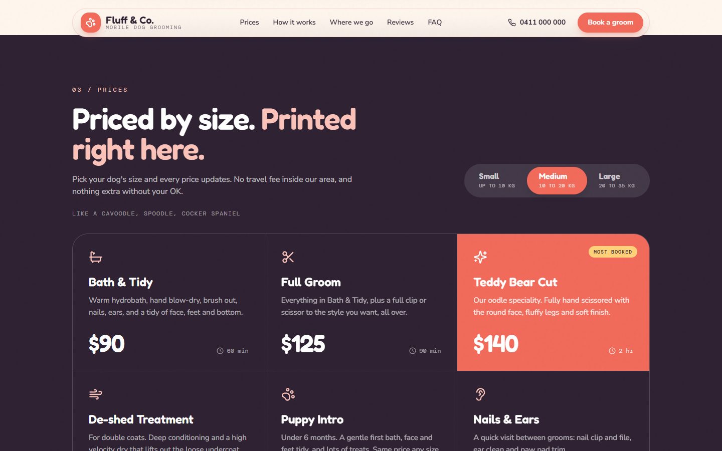 Fluff & Co. website section