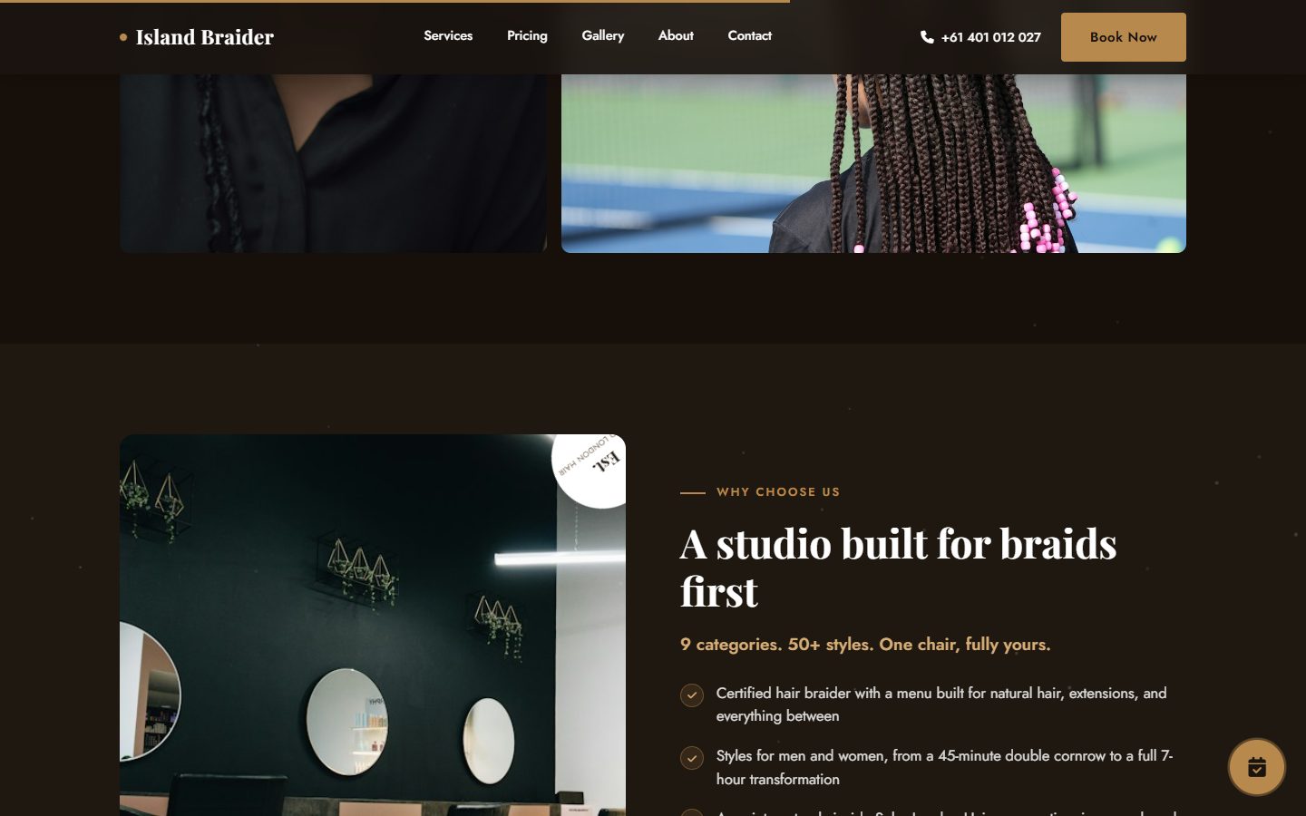 Island Braider website section