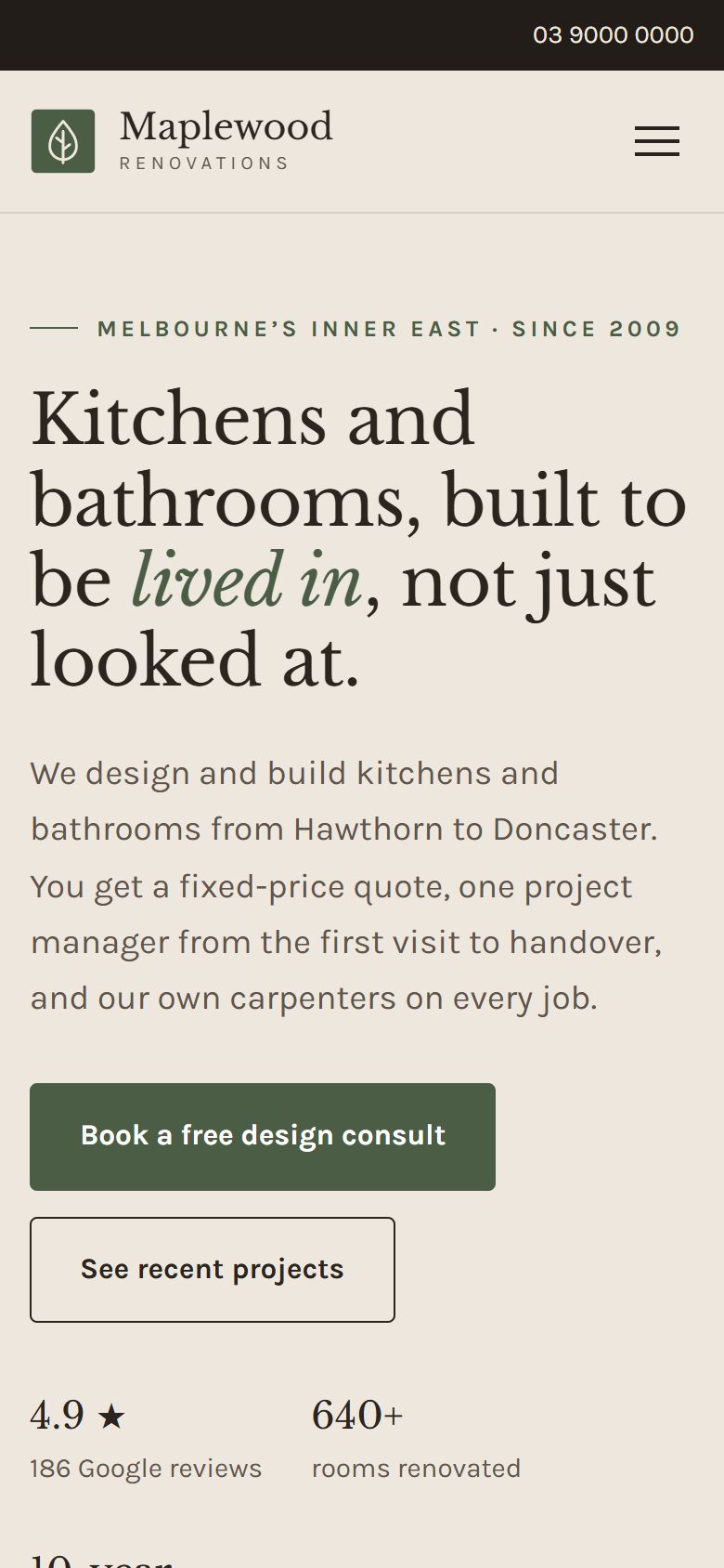 Maplewood Renovations on mobile
