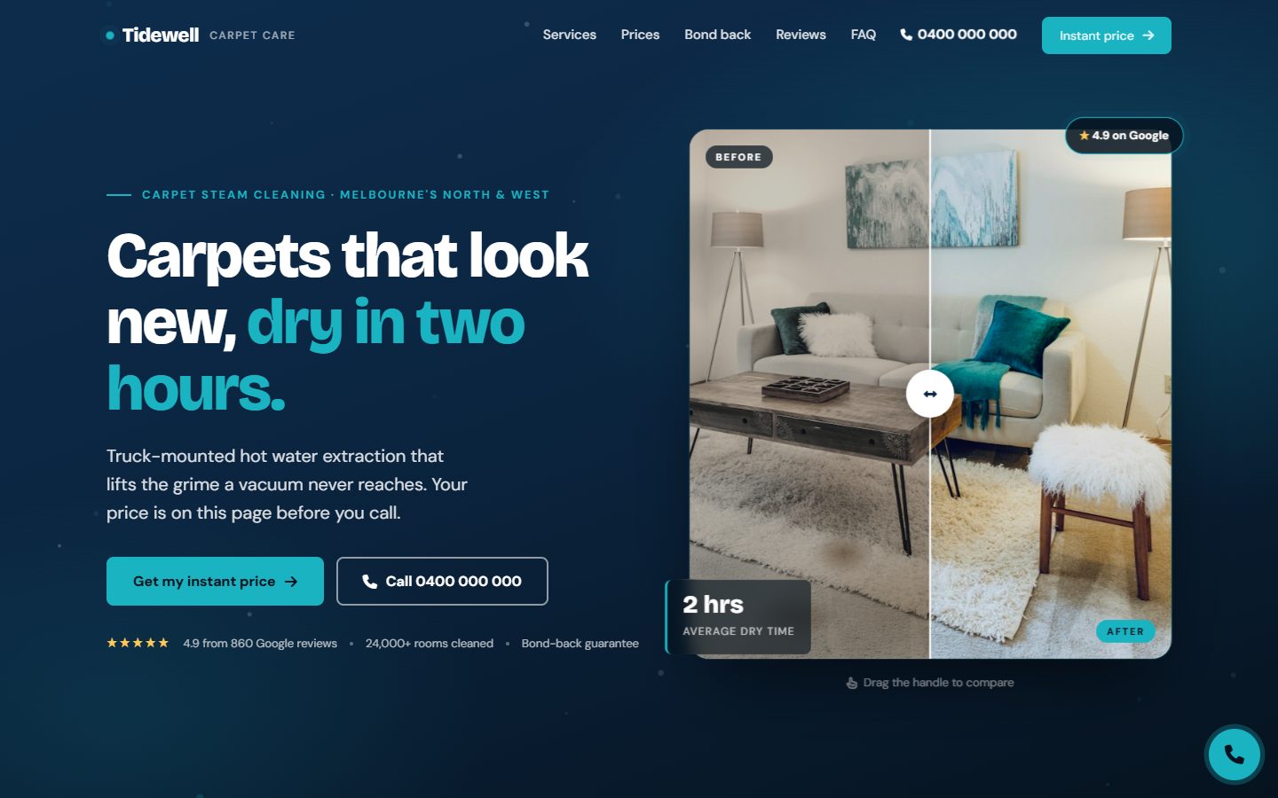 Tidewell Carpet Care website homepage